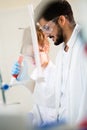 Handsome student of chemistry working with chemicals Royalty Free Stock Photo