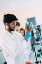 Handsome student of chemistry working with chemicals Royalty Free Stock Photo