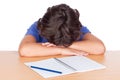 Student child asleep on his desk