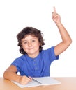 Student child studying raising the hand