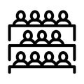 Student Class at Desks Icon Vector Outline Illustration