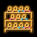 Student Class at Desks neon glow icon illustration