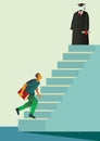 student climbing staircase to graduation. Vector illustration decorative design