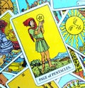 Page of Pentacles Tarot Card Seeking/Thinking Success Abundance Excellent Prospects High Achiever Aiming High Ambitious Seek Royalty Free Stock Photo