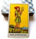 Page of Pentacles Tarot Card Seeking/Thinking Success Abundance Excellent Prospects High Achiever Aiming High Ambitious Seek Royalty Free Stock Photo