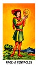 Page of Pentacles Tarot Card Seeking/Thinking Success Abundance Excellent Prospects High Achiever Aiming High Ambitious Seek Royalty Free Stock Photo