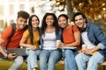 Student Community. Portrait Of Happy Multiethnic College Friends Posing Together Outdoors Royalty Free Stock Photo