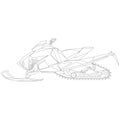 Student constructed racer snowmobile, skimobile, snow scooter snowmachine winter vehicle. sketch drawing, contour lines drawn