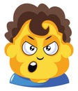 Student with curly brown hair is cranky illustration vector