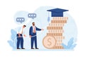 Student debt. Young graduated character with a financial crisis. Expencive Royalty Free Stock Photo