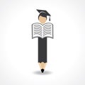 Student design with pencil and wear graduation cap with reading book concept Royalty Free Stock Photo