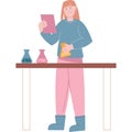 Student doing chemistry lab research vector icon