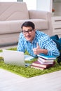 The student doing distance mba online training Royalty Free Stock Photo