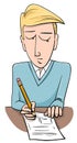 Student doing test cartoon Royalty Free Stock Photo