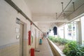 The student dormitory corridor to dry clothes