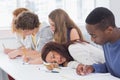 Student dozing during a class