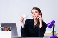 Student drinking coffee in classroom. Coffee break in university. Student girl hold coffee cup. Student teenager Royalty Free Stock Photo