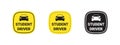 Student driver icons. Student driver badges. Caution sign. Vector scalable graphics