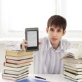 Student with ebook reader Royalty Free Stock Photo