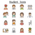 Student and Education color line icon set