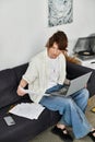 Focused young student studying at home Royalty Free Stock Photo