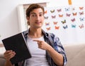 Student entomologist studying new species of butterflies Royalty Free Stock Photo