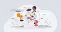 Student exchange and international university program tiny person concept