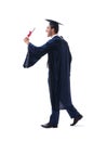 The student excited at his graduation isolated on white Royalty Free Stock Photo