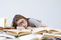 Student falls asleep while studying Royalty Free Stock Photo