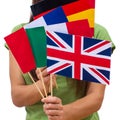 Student Female with International Flags Royalty Free Stock Photo