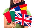 Student Female with International Flags Royalty Free Stock Photo