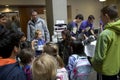 Student field trip at science fair in college campus