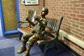 Student figure reading book in school, bronze sculpture