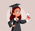 Teenage Girl Graduating School Vector Cartoon Royalty Free Stock Photo