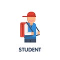 Student flat icon style design illustration on white background Royalty Free Stock Photo
