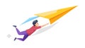 Student Flying Paper Plane Innovative Learning Idea, vector design Generative AI Royalty Free Stock Photo