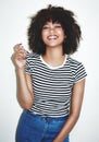 Student, gen z and portrait of natural black woman enjoying youth, happiness and confidence. Young, happy and smile of Royalty Free Stock Photo