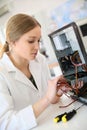 Student gil in tachnology apprenticeship Royalty Free Stock Photo