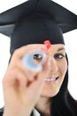 Student girl in an academic gown, Royalty Free Stock Photo