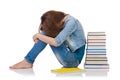 Student girl with books isolated on white Royalty Free Stock Photo