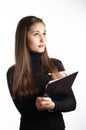 Student girl with copyholder Royalty Free Stock Photo