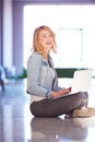 Student girl with laptop computer Royalty Free Stock Photo