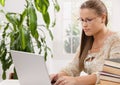 Student girl learing with laptop Royalty Free Stock Photo