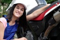 Student girl in motorbike mechanics