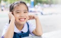 Student girl outdoor smiling happy going back to school Royalty Free Stock Photo