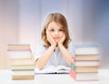 Student girl reading book