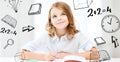 Student girl studying at school Royalty Free Stock Photo