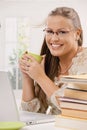 Student girl using laptop computer Royalty Free Stock Photo