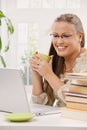 Student girl using laptop computer Royalty Free Stock Photo