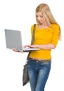 Student girl working laptop Royalty Free Stock Photo